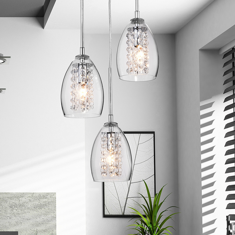 IM Lighting 3-light Modern simple and creative chrome wrought iron glass crystal decoration three-he