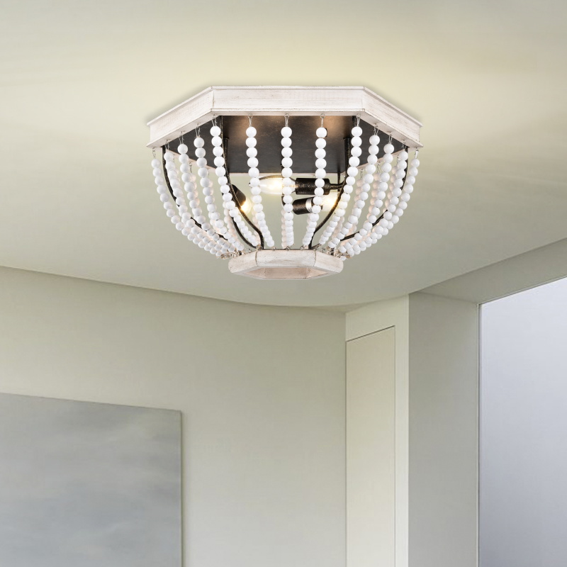 IM Lighting 3-light Pure natural log beads indoor chandelier bedroom study