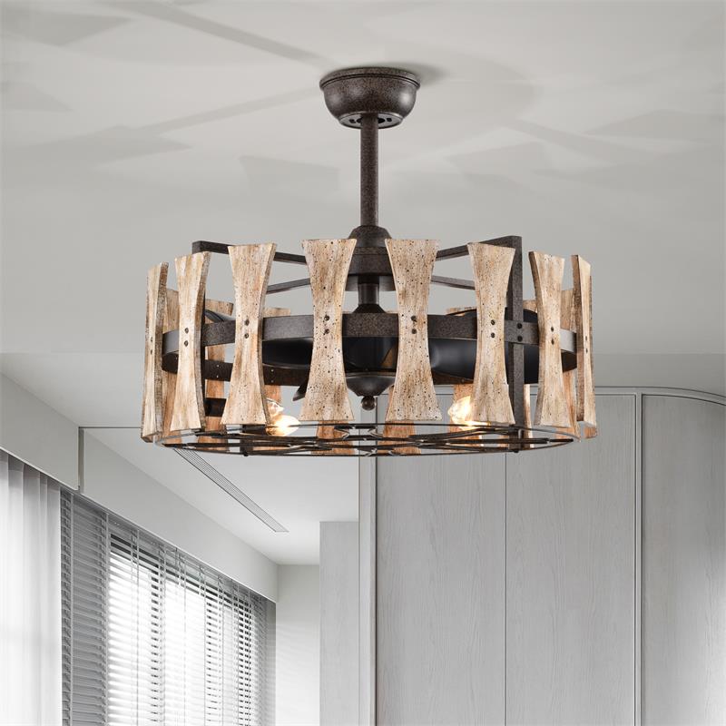 IM Lighting 6-light Solid wood fan light dining room leisure